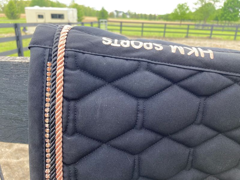 HKM dressage Pad With Rose Gold Trim