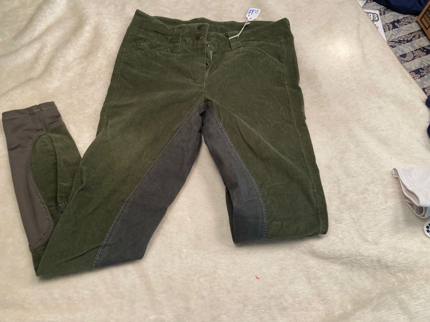 Green Corduroy Full Seat SmartPak Breeches 26L