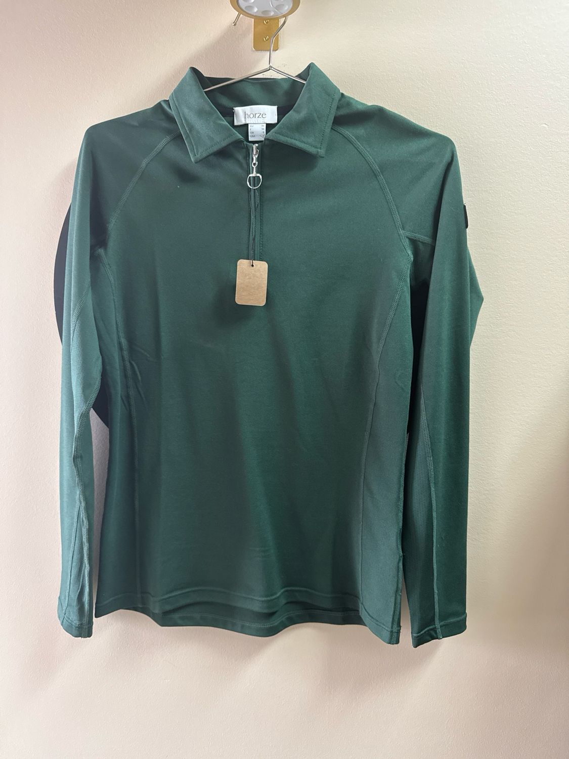 Horze XS Long Sleeve 1/4 Zip Top - Hunter Green