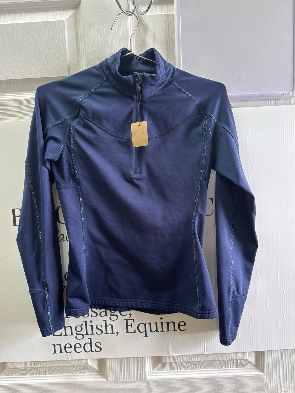 Ovation Navy S 1/4 Zip Long Sleeve Top