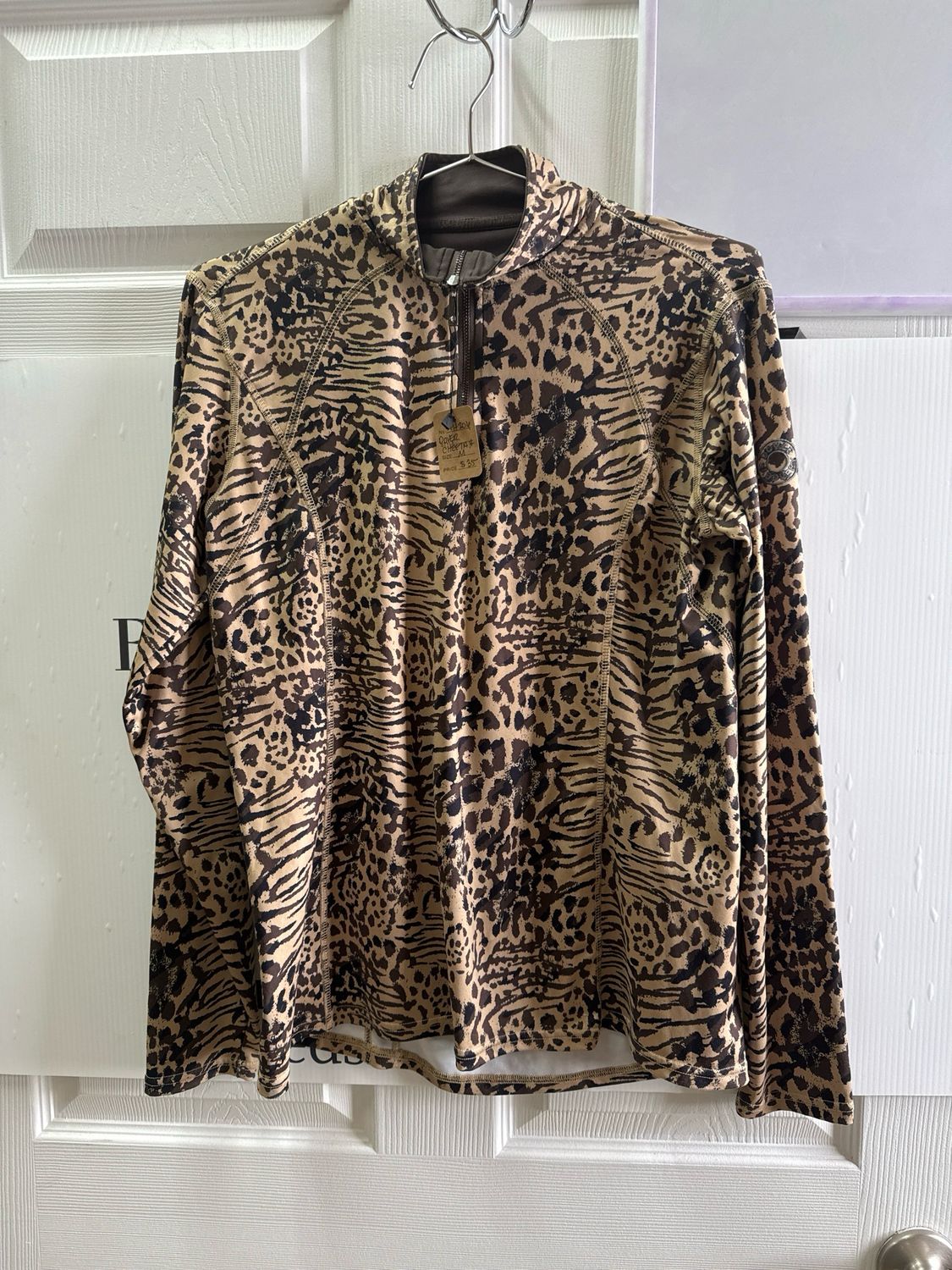 Dover Medium Cheetah Print 1/4 Zip Long Sleeve Shirt