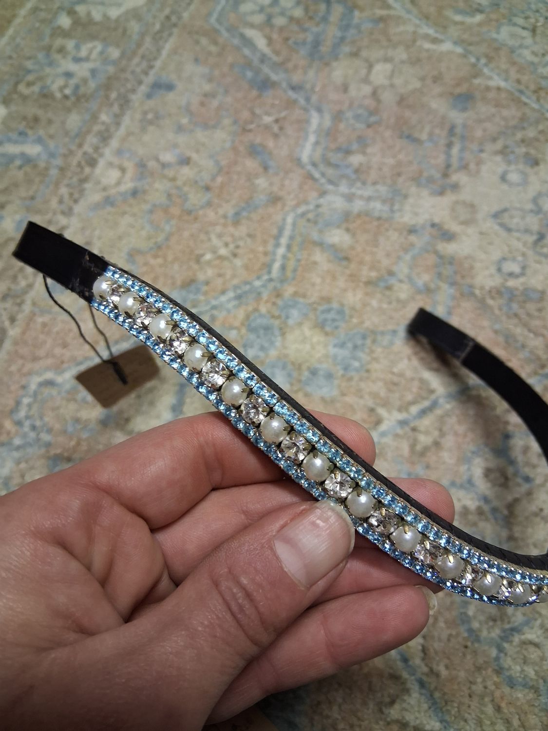 Bling Browband - Full Size - Baby Blue and Clear Crystal