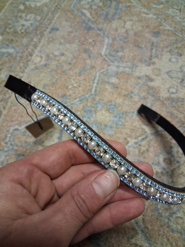Bling Browband - Full Size - Baby Blue and Clear Crystal