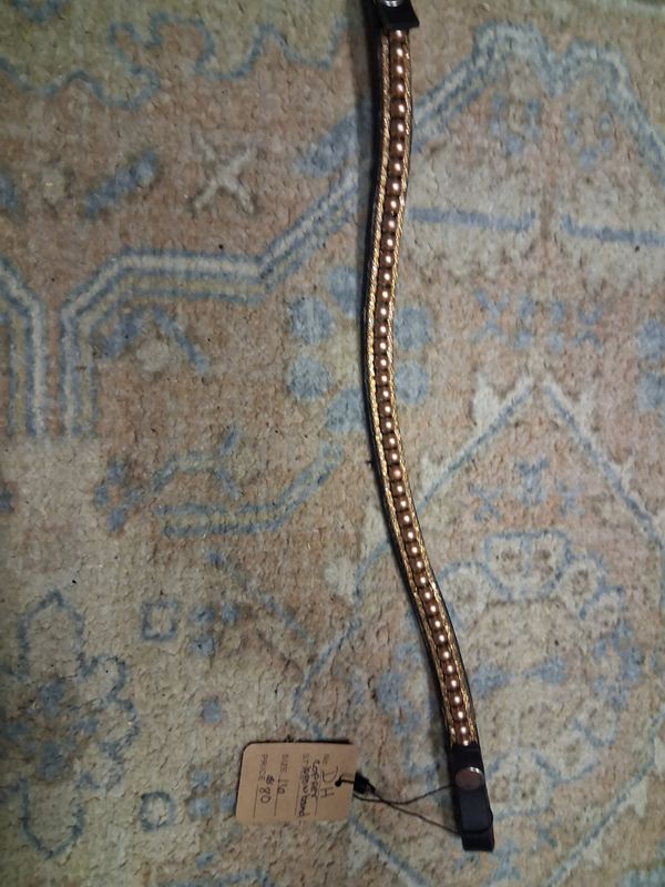 Gold with dusty rose pearl browband 16 in with snaps