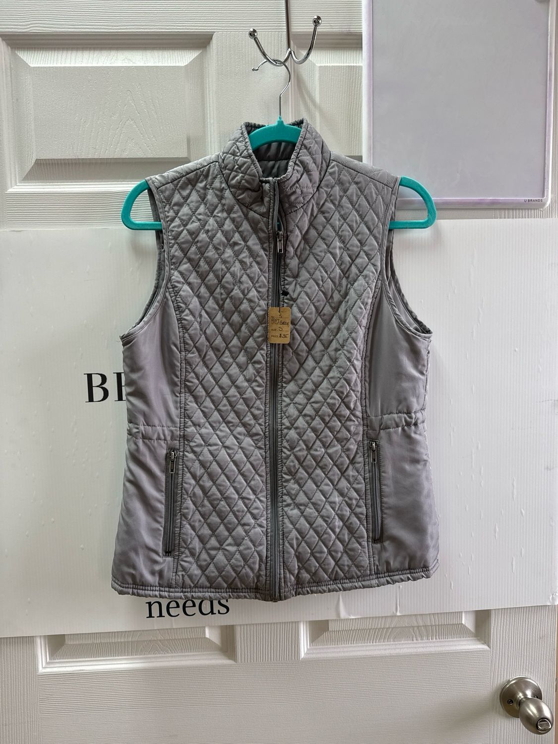 Quilted Grey Winter Vest Small
