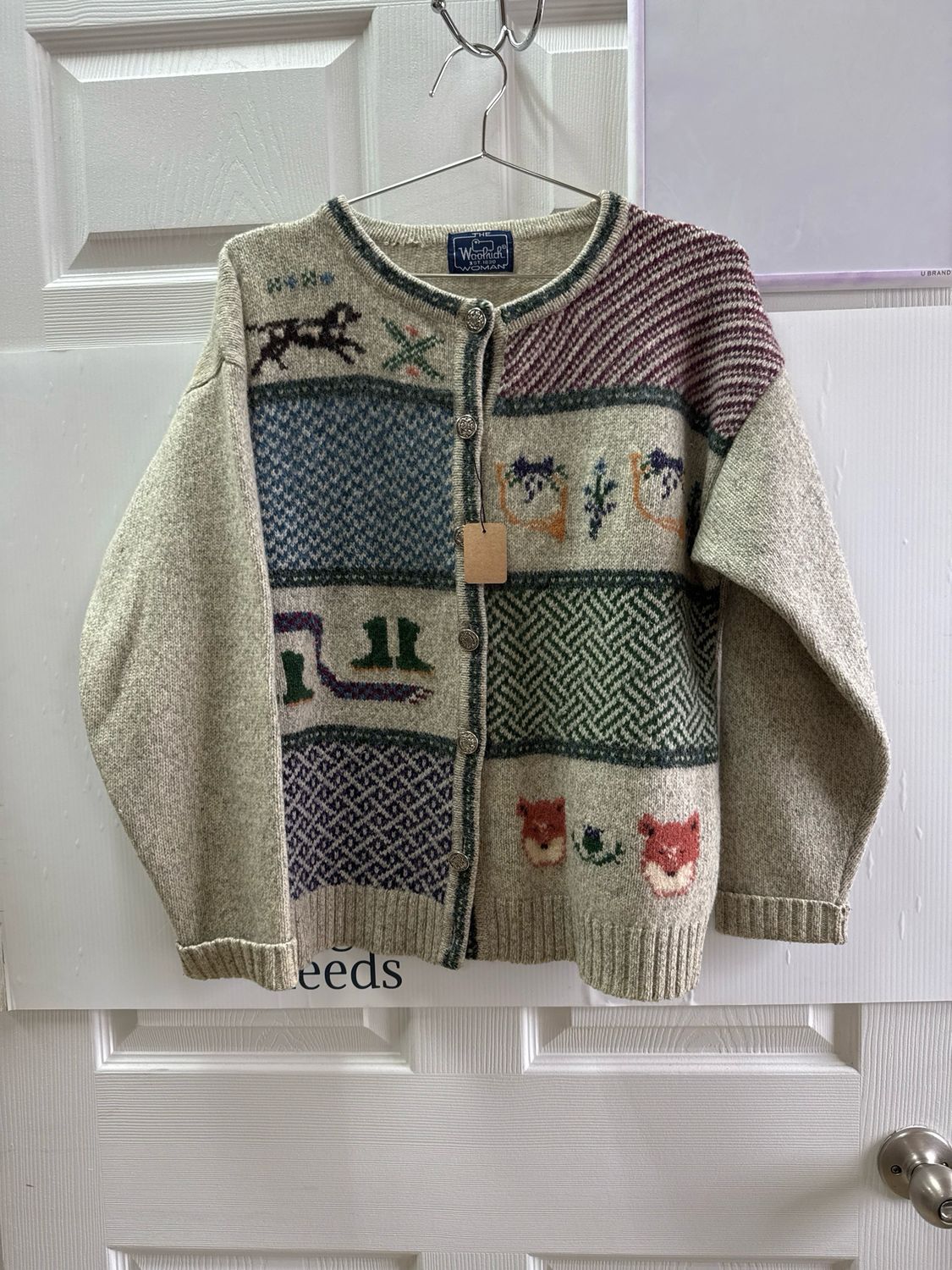 Wool Button Down Sweater Large