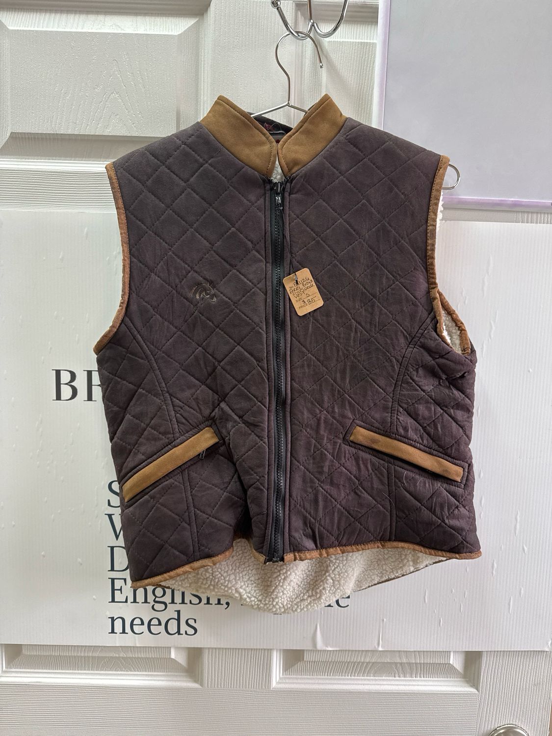 Perri Brown Suede Vest - Fleece Lining S