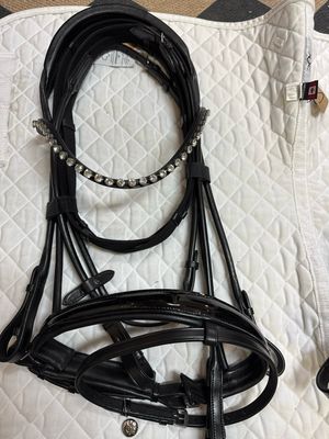 SeaBis Rolled Leather Snaffle Bridle With Reins