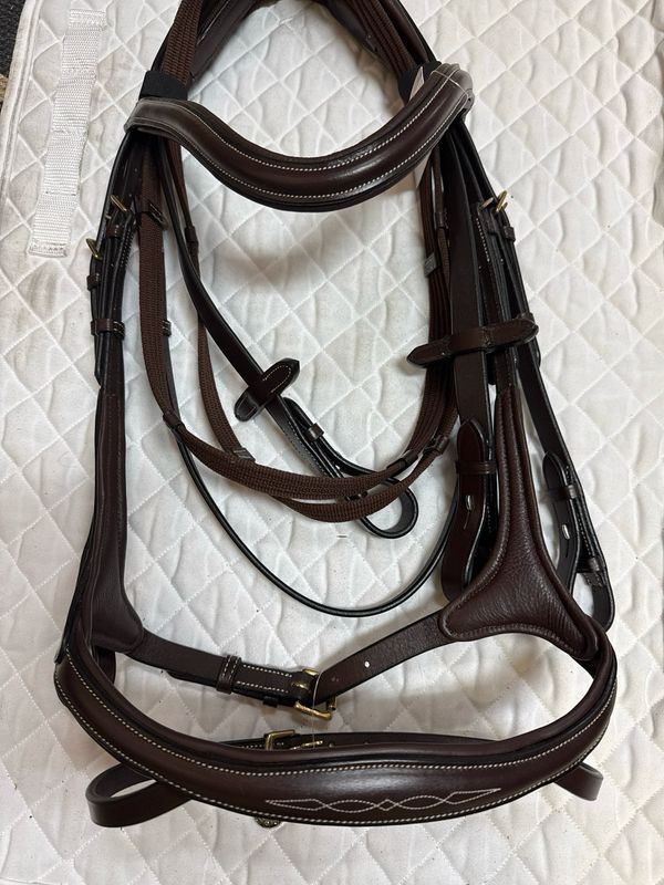 SeaBis Anatomical Snaffle Bridle With Reins - Full - Brown (New)
