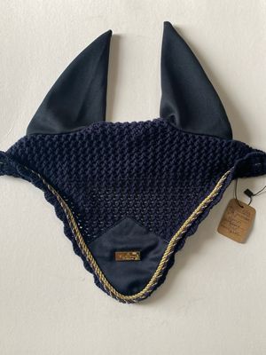 EQ Stockholm Bonnet - Navy Blue with Gold &amp; Brown Trim (Full Size)