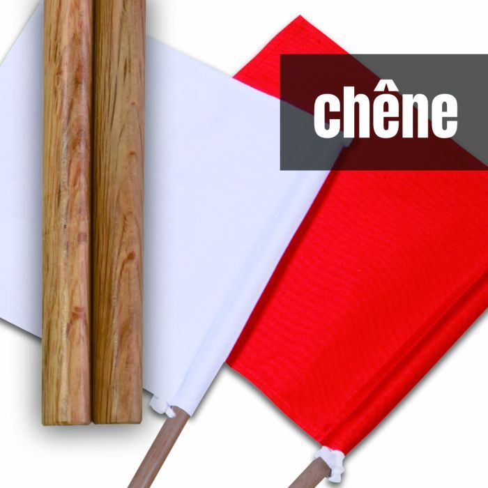 Set de 2 drapeaux d'arbitre en chène (bâton + fanion)