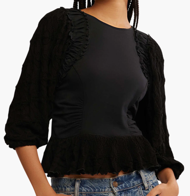 FREE PEOPLE OLIVIA TOP BLACK