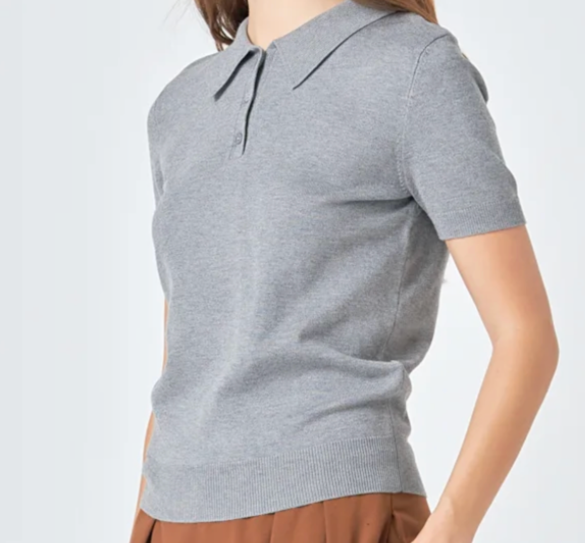 ENDLESS ROSE SHORT SLEEVE SWEATER GREY -MAX
