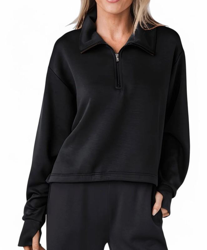 VINTAGE HAVANA FLEECE QUARTER ZIP BLACK