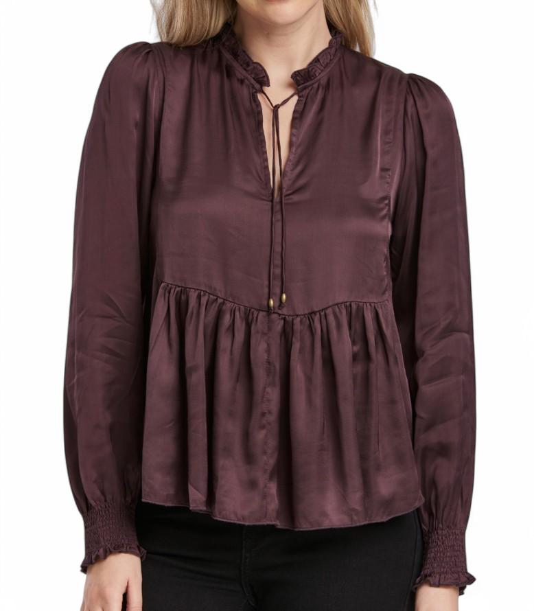DEAR JOHN LONG SLEEVE TOP PLUM