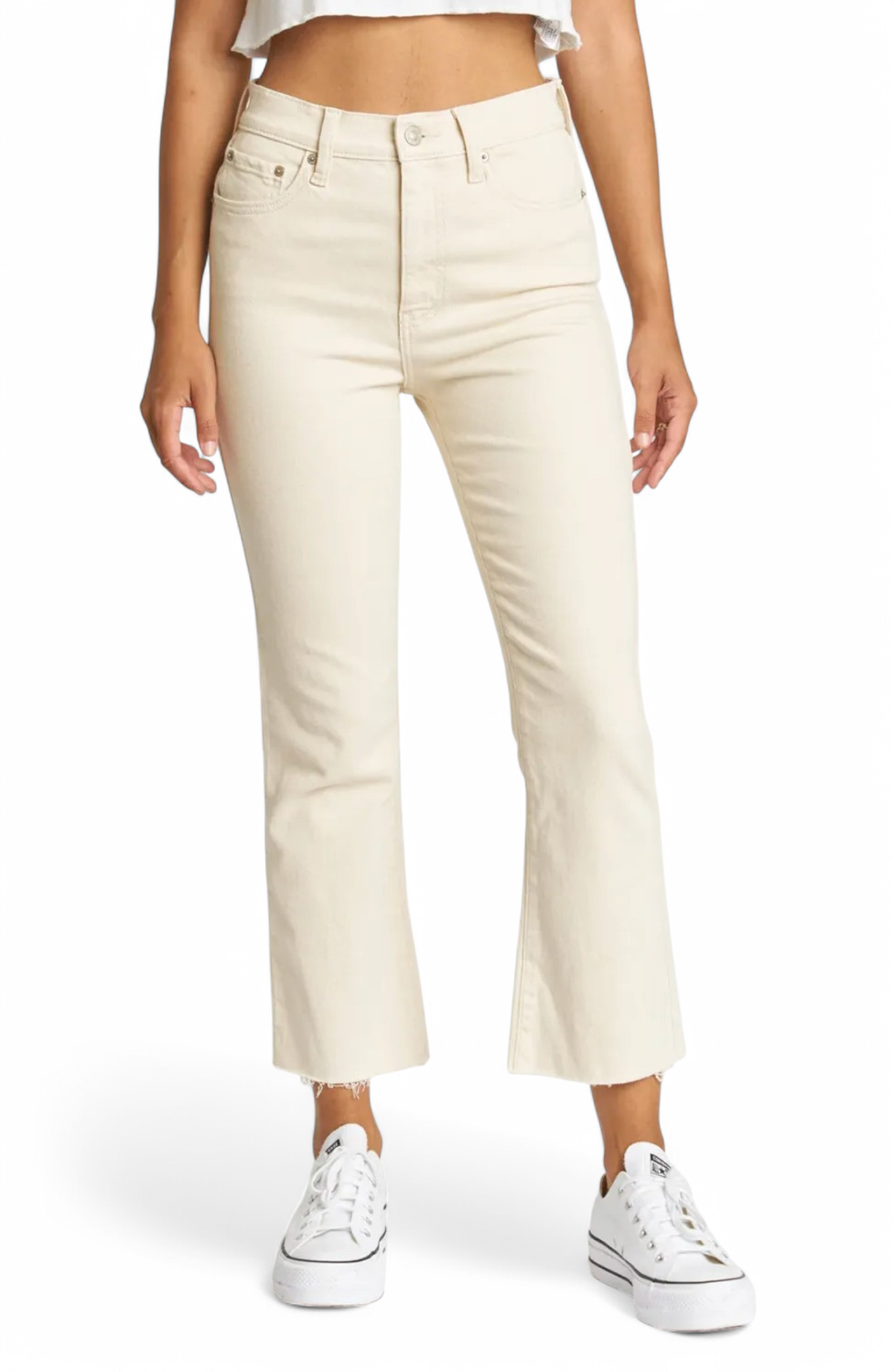 DAZE SHY GIRL HIGH RISE CROP FLARE RAW CUT