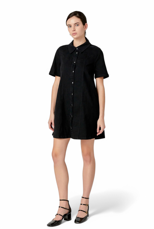 ENGLISH FACTORY WASHED DENIM MINI DRESS -MAX