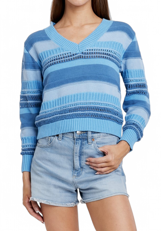 ANOTHER LOVE STRIPE SWEATER STORMY BLUE -XX