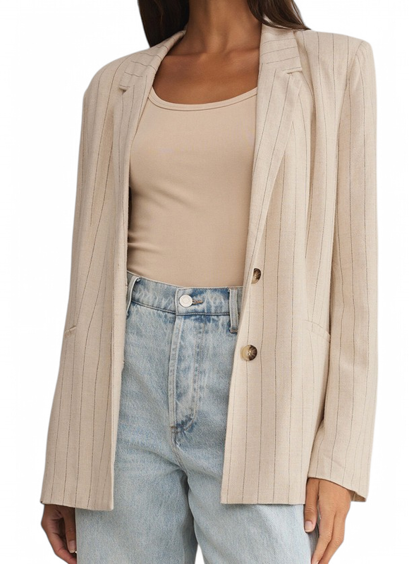 Z SUPPLY PINSTRIPE BLAZER FLAX