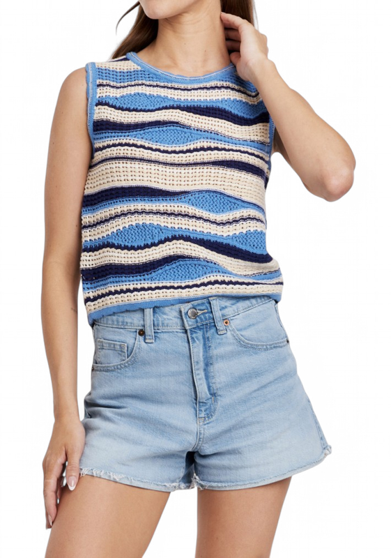 ANOTHER LOVE STRIPE SWEATER VEST BLUE
