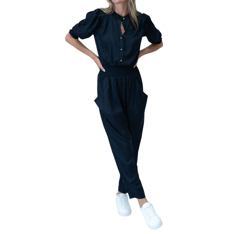 SIX FIFTY SATIN JUMPSUIT MIDNIGHT
