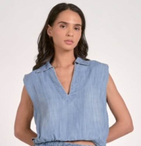 ELAN SLEEVELESS DENIM TOP -MAX