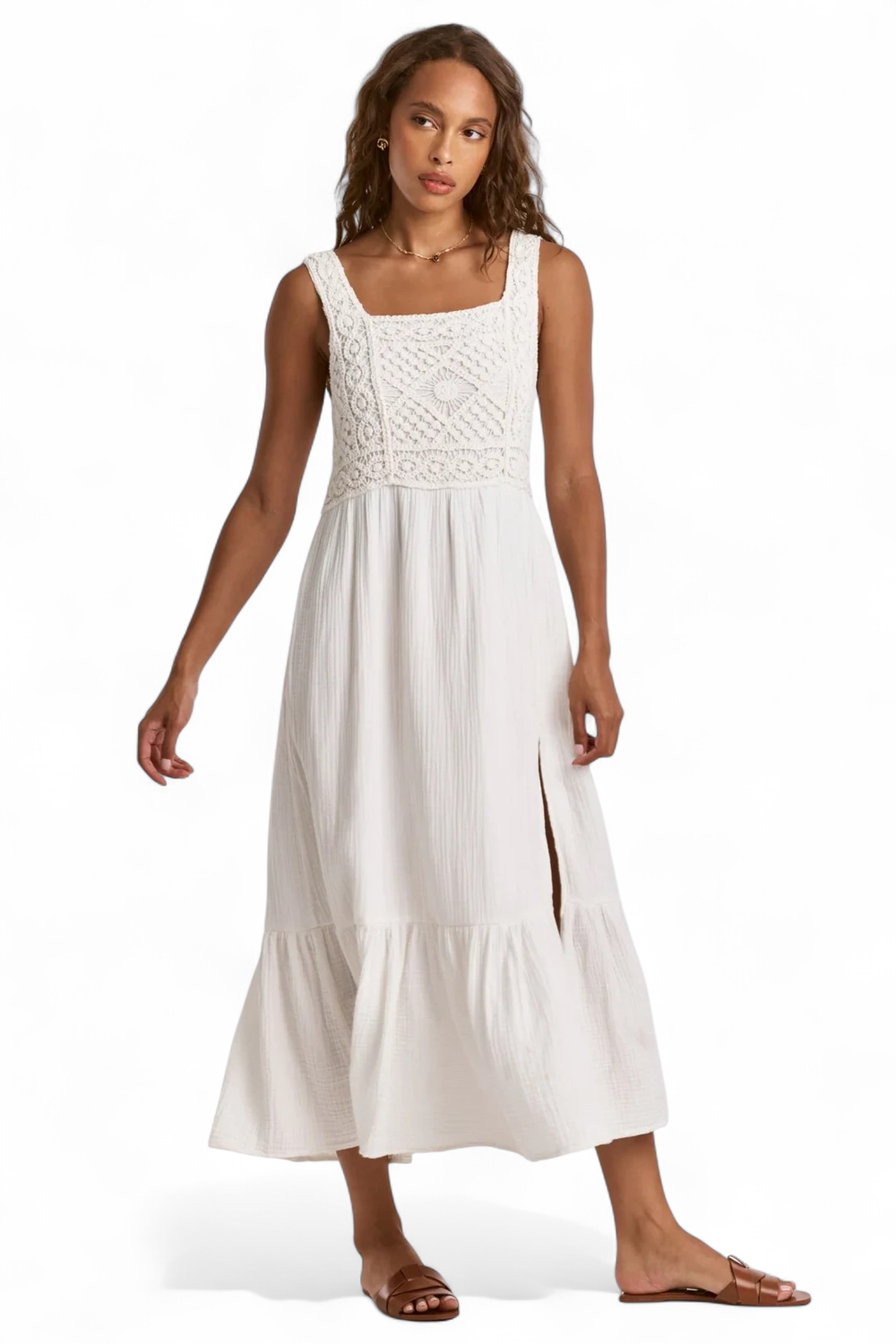 DEAR JOHN EMBROIDERED TANK DRESS WHITE