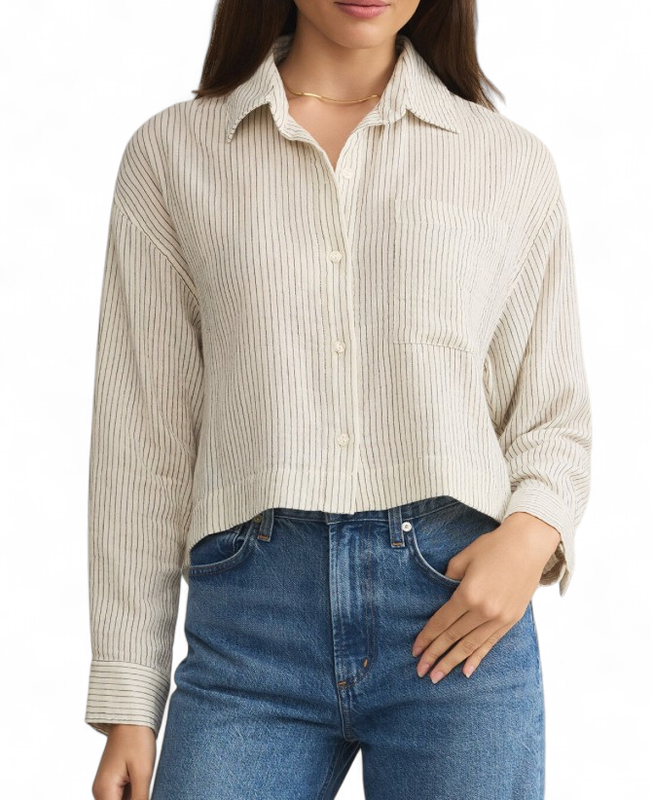 Z SUPPLY DEL MAR STRIPE SHIRT NATURAL -MAX