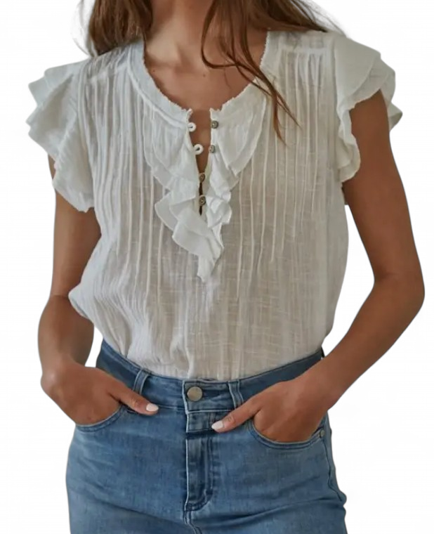 BY TOGETHER LINEN SHORT SLEEVE TOP