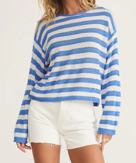 Z SUPPLY STRIPE SWEATER BAY BLUE