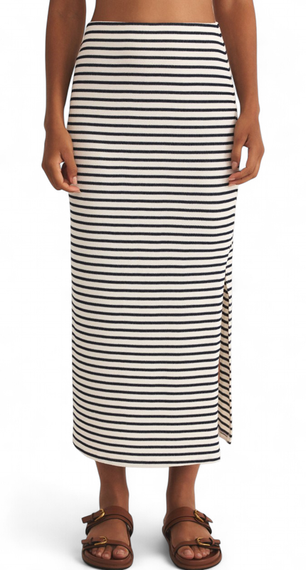 Z SUPPLY STRIPE MIDI SKIRT ECLIPSE