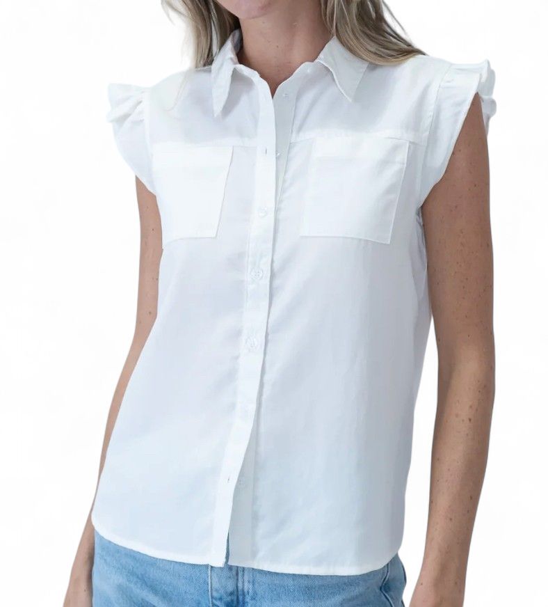 SIX FIFTY FLUTTER SLEEVE TOP IVORY -XX