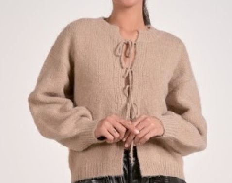 ELAN TIE FRONT CARDI MACCHIATO -XX