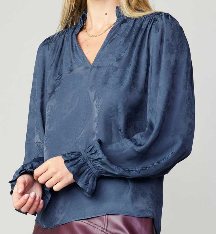 CURRENT AIR LONG SLEEVE BLOUSE NAVY