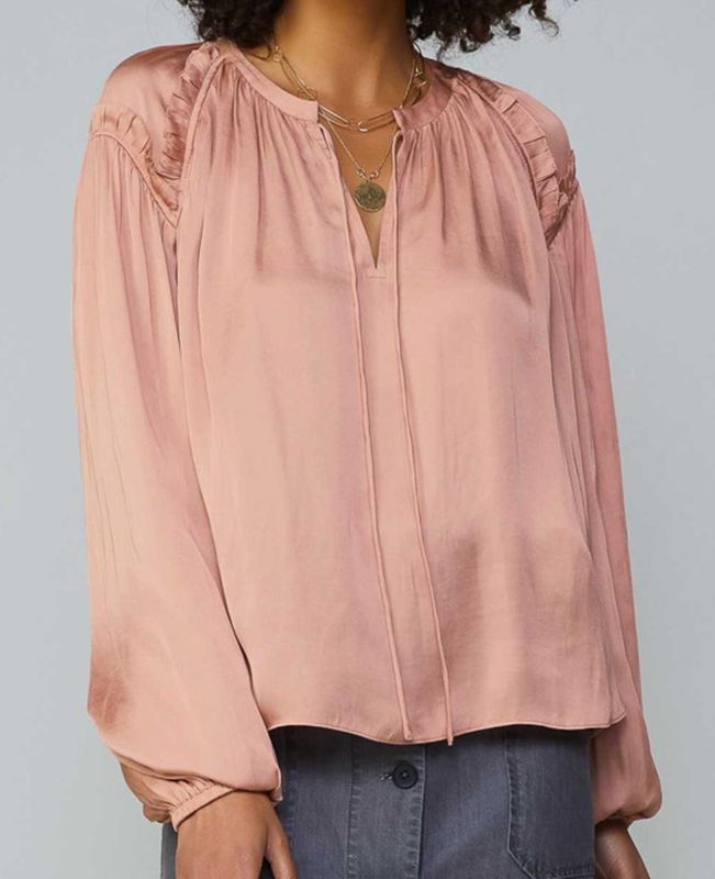 CURRENT AIR LS BLOUSE DUSTY BLUSH
