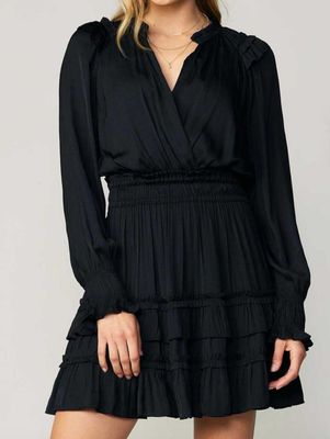 CURRENT AIR LS V-NECK MINI DRESS BLACK -XX