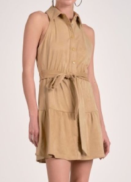 ELAN MINI HALTER DRESS SAND