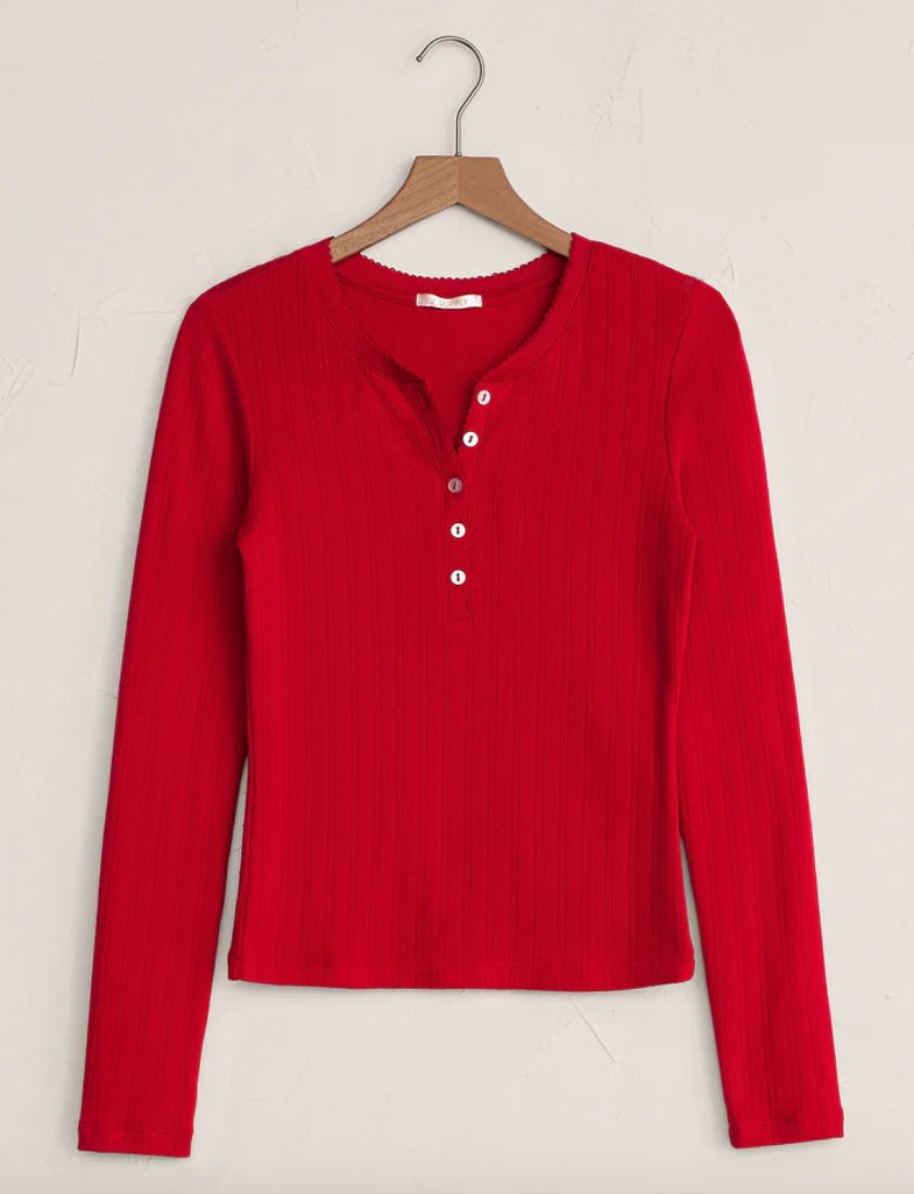 Z SUPPLY POINTELLE LS TOP RED