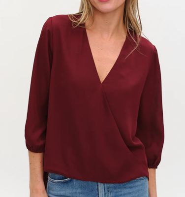 SIX FIFTY  3/4 SLEEVE TOP BURGUNDY -XX