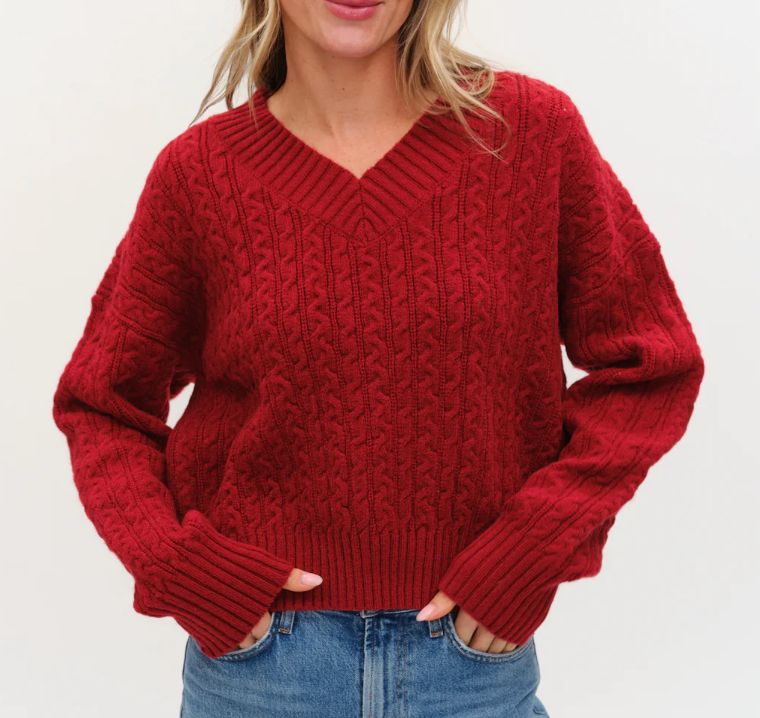 SIX FIFTY V-NECK SWEATER BURGUNDY -XX