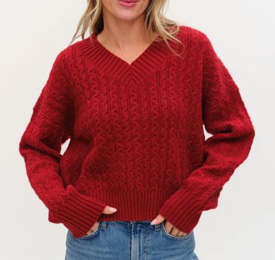 SIX FIFTY V-NECK SWEATER BURGUNDY -XX