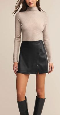 Z SUPPLY FAUX LEATHER MINI SKIRT BLACK -XX