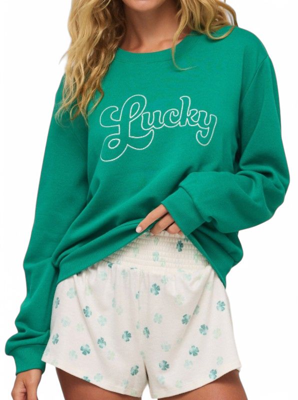 Z SUPPLY LUCKY SWEATSHIRT GREEN