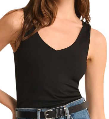 Z SUPPLY AVALA V-NECK SMOOTH TOP BLACK