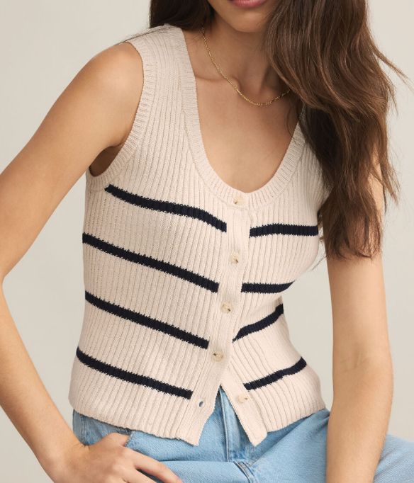 Z SUPPLY STRIPE SWEATER VEST SEA SALT -XX