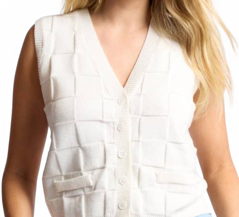 SAGE THE LABEL BUTTON VEST CREAM -XX