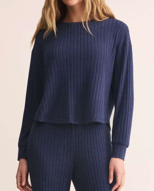 Z SUPPLY RIB LS TOP BLUE
