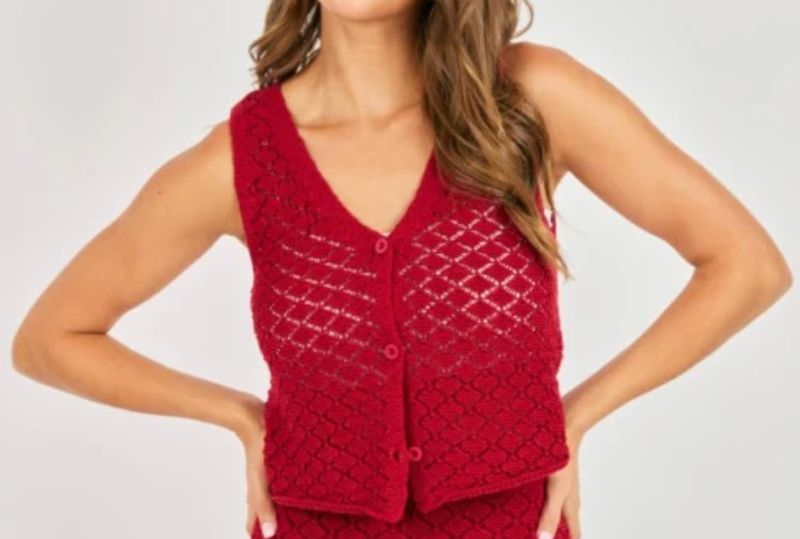 SADIE &amp; SAGE CARDI VEST DESERT RED