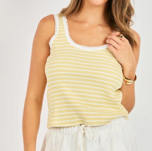 SADIE &amp; SAGE STRIPE TANK YELLOW/IVORY