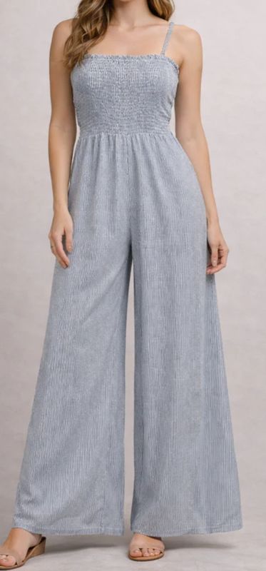 SADIE &amp; SAGE STRIPE SMOCKED JUMPSUIT